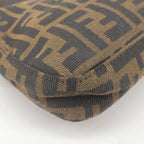 FENDI Zucca Mamma Baguette Canvas Leather Bag Brown Black 26424