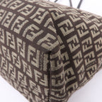 FENDI Zucchino Canvas Leather Tote Bag Beige Brown 8BH104
