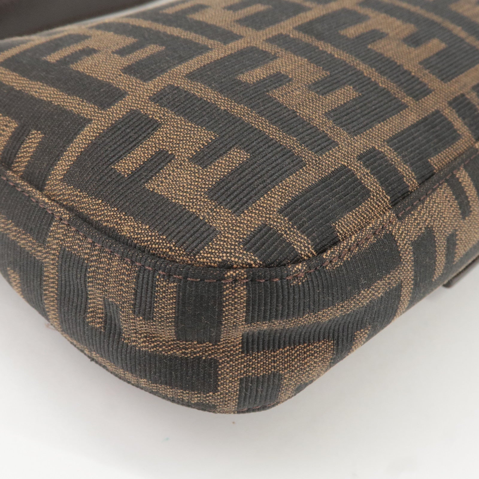 FENDI Mamma Baguette Zucca Canvas Leather Bag Beige 26424