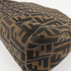 FENDI Zucca Mamma Baguette Canvas Leather Shoulder Bag 26325