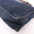 FENDI Denim Leather Shoulder Bag Hand Bag Navy Brown 26640