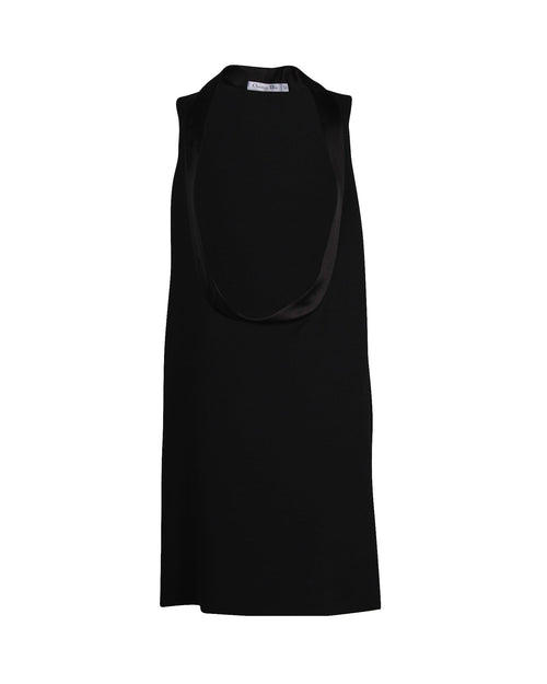 Dior Open Front Dress in Black Wool