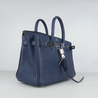 Hermes Birkin 25cm Handbag 6068 dark blue silver