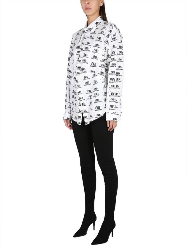 Balenciaga All Over Logo Shirt White