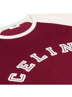CELINE Flocking Loose Short Sleeve T-Shirt White Vintage Burgundy