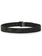 Burberry Men's Check Reversible Leather Belt Charcoal Graphite