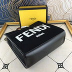 Fendi Velvet Shopper Tote Bag Black