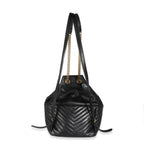 SAINT LAURENT - Black Matelasse Lambskin Joe Backpack