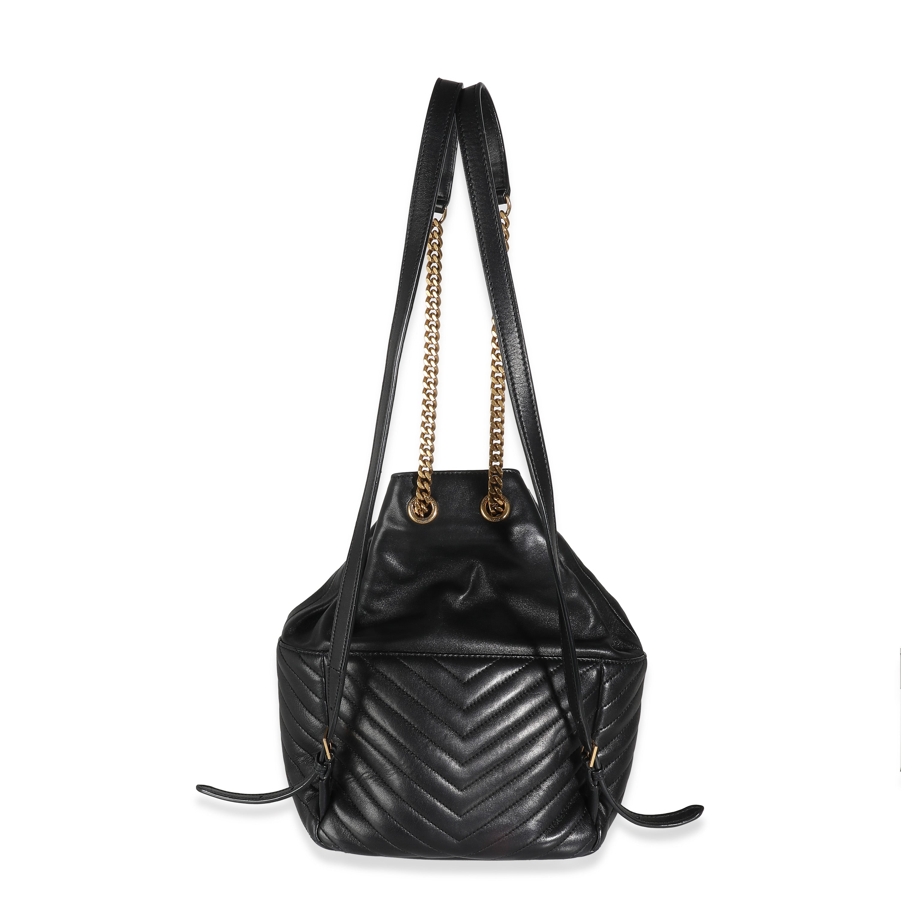 SAINT LAURENT - Black Matelasse Lambskin Joe Backpack
