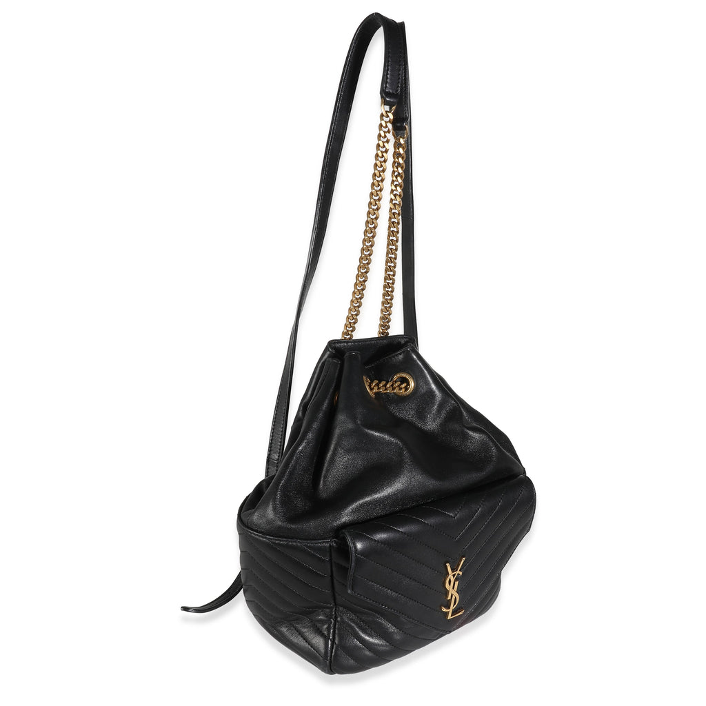 SAINT LAURENT - Black Matelasse Lambskin Joe Backpack