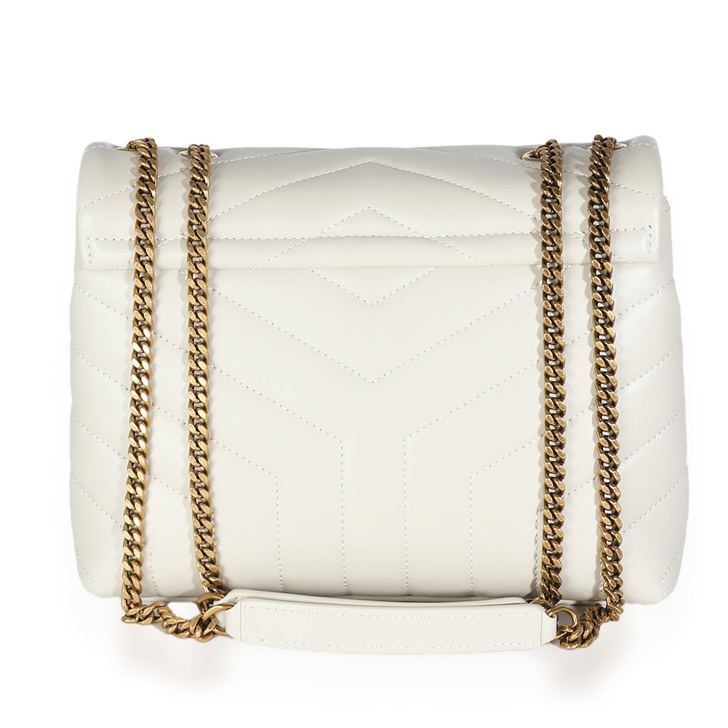 SAINT LAURENT - Crema Soft Calfskin Y Quilted Monogram Small Loulou Bag