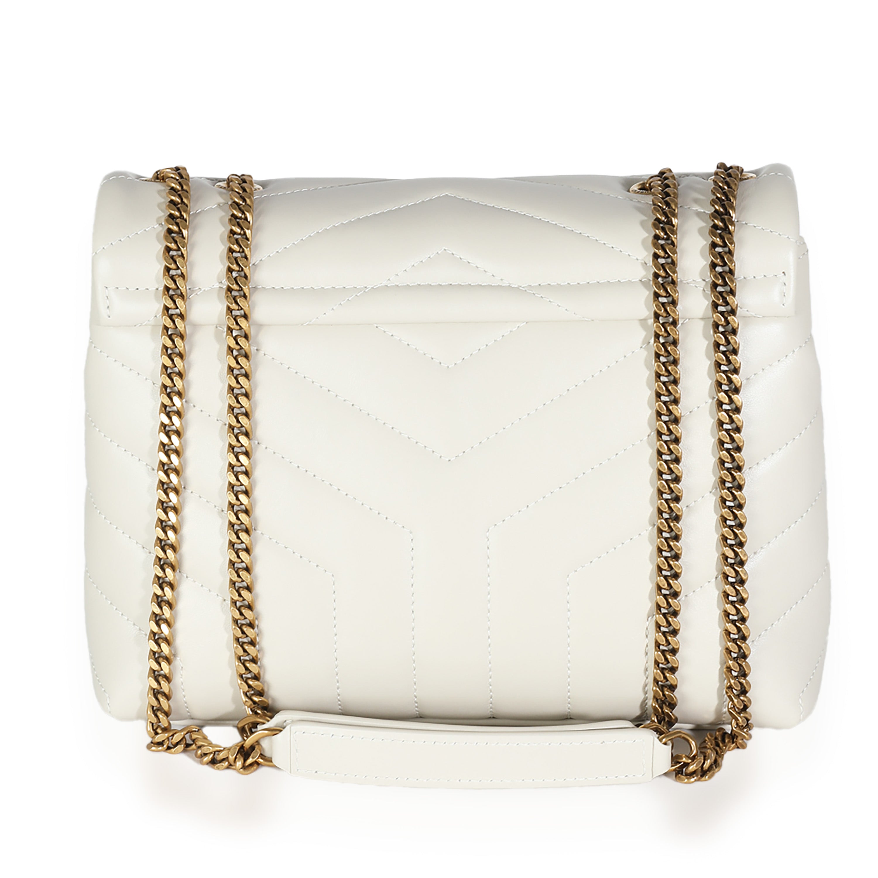 SAINT LAURENT - Crema Soft Calfskin Y Quilted Monogram Small Loulou Bag