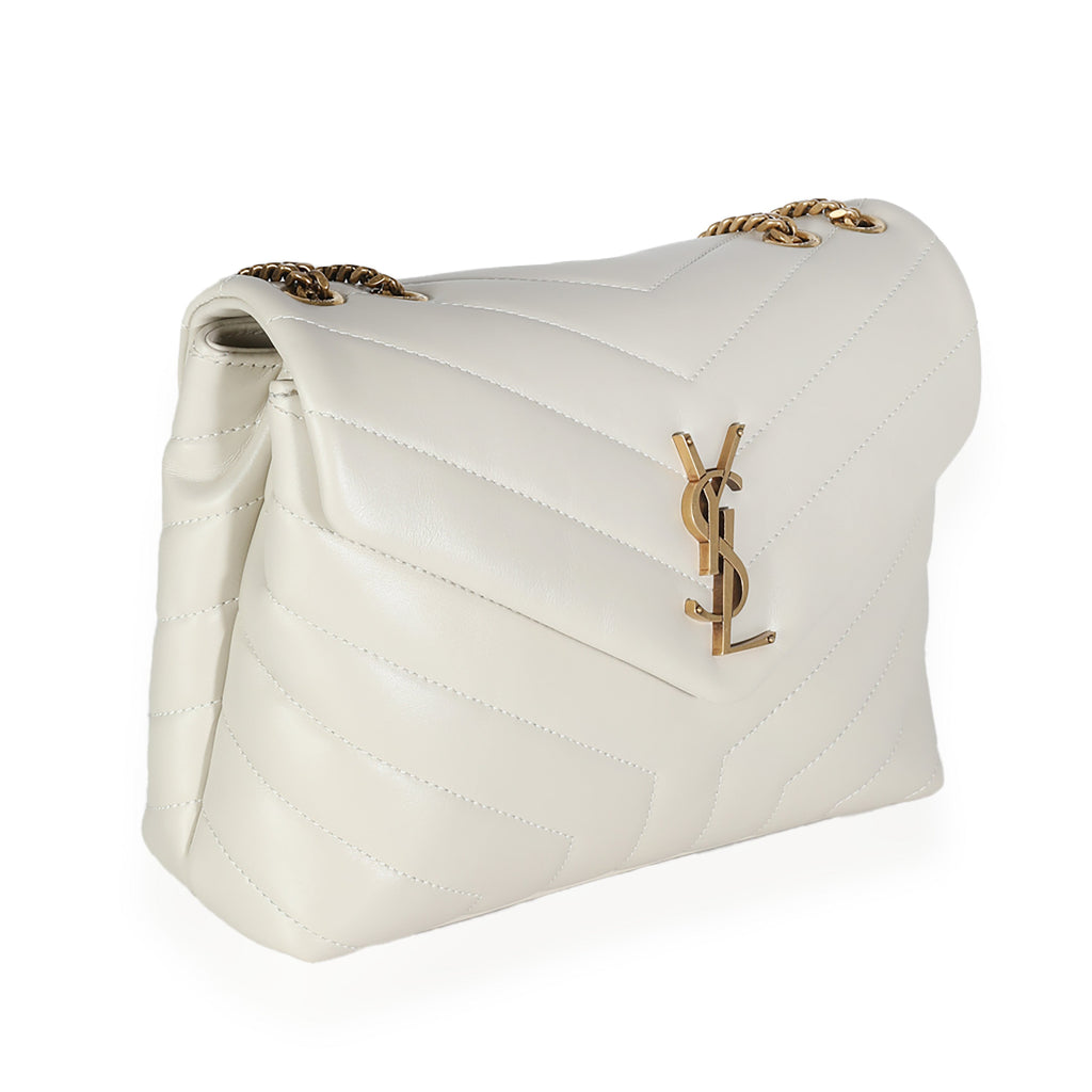 SAINT LAURENT - Crema Soft Calfskin Y Quilted Monogram Small Loulou Bag