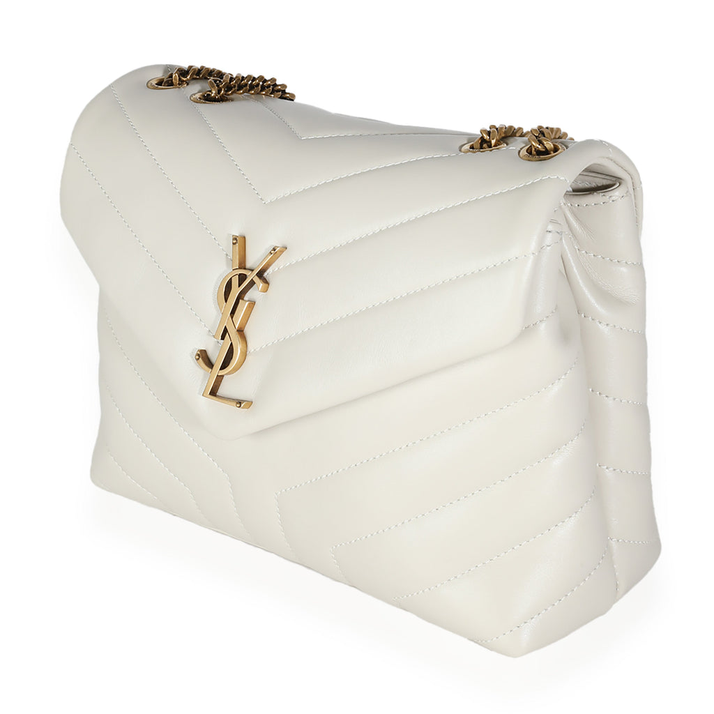 SAINT LAURENT - Crema Soft Calfskin Y Quilted Monogram Small Loulou Bag