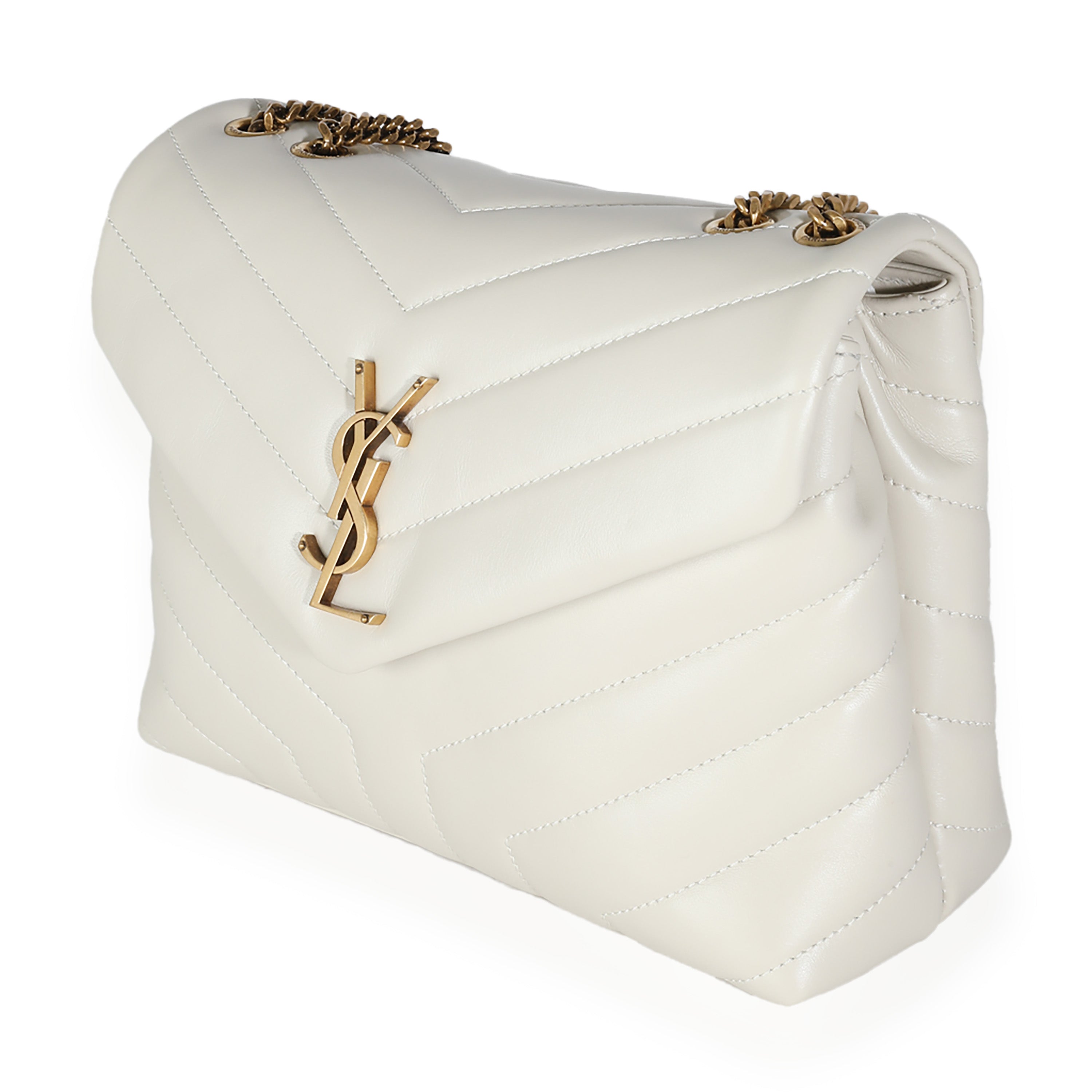 SAINT LAURENT - Crema Soft Calfskin Y Quilted Monogram Small Loulou Bag