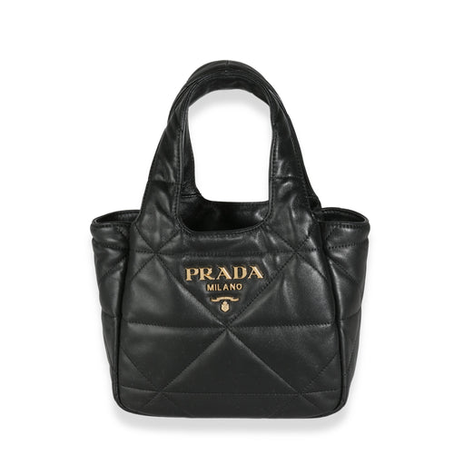 PRADA - Black Triangle Quilted Nappa Small Tote