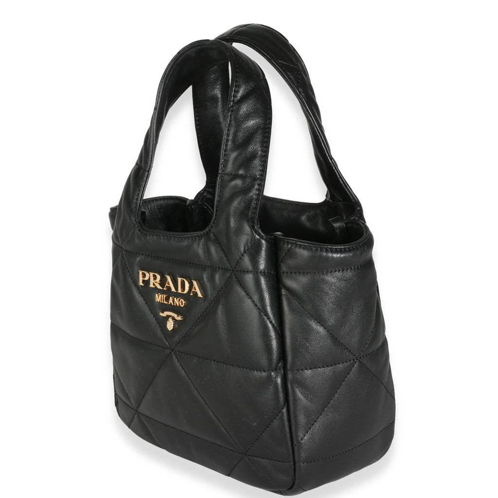 PRADA - Black Triangle Quilted Nappa Small Tote