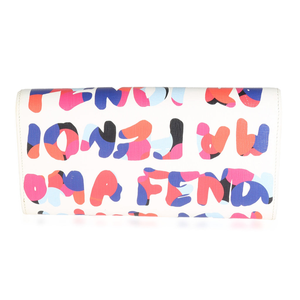 FENDI - White Multicolor Vitello Elite Fendi Roma Graffiti Wallet