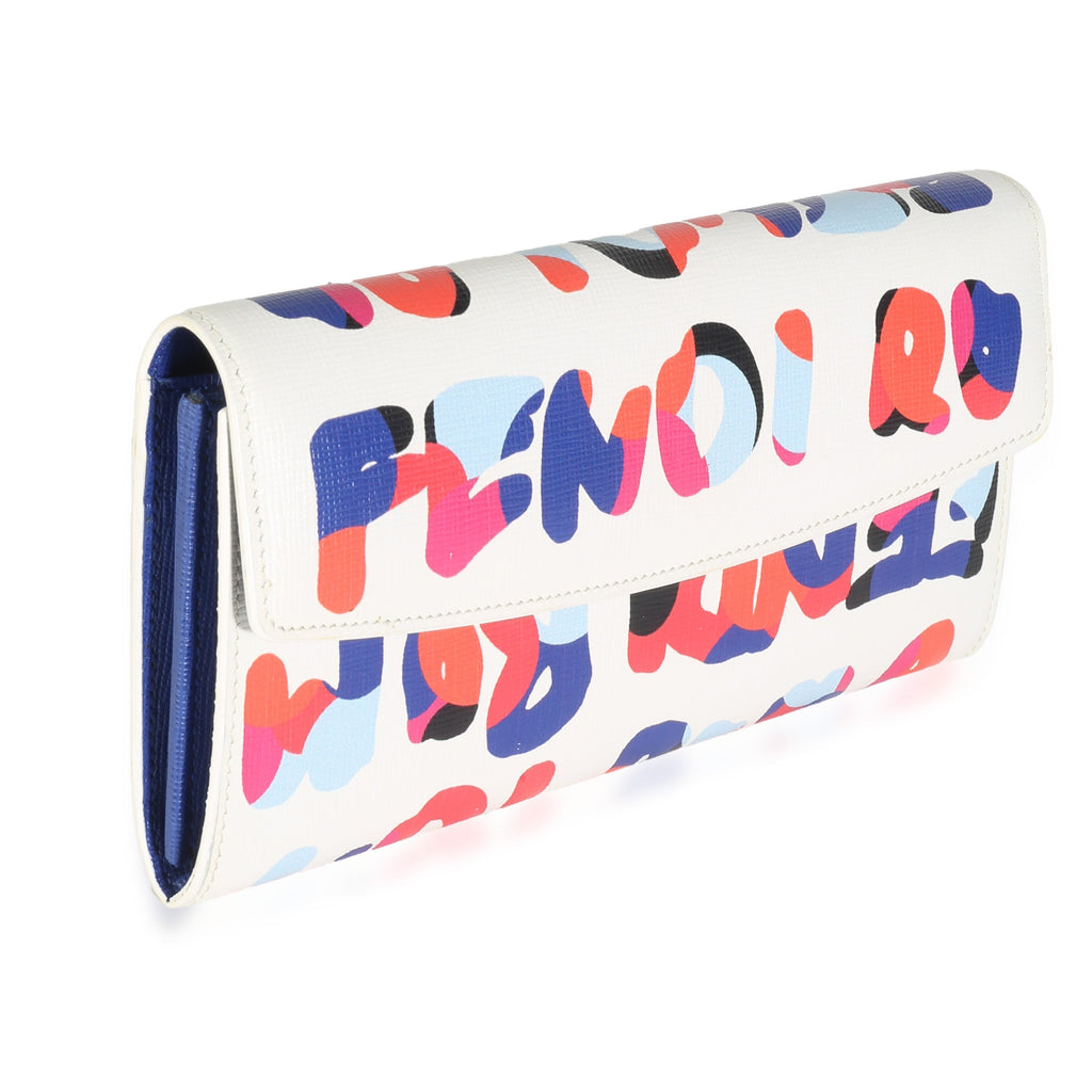 FENDI - White Multicolor Vitello Elite Fendi Roma Graffiti Wallet