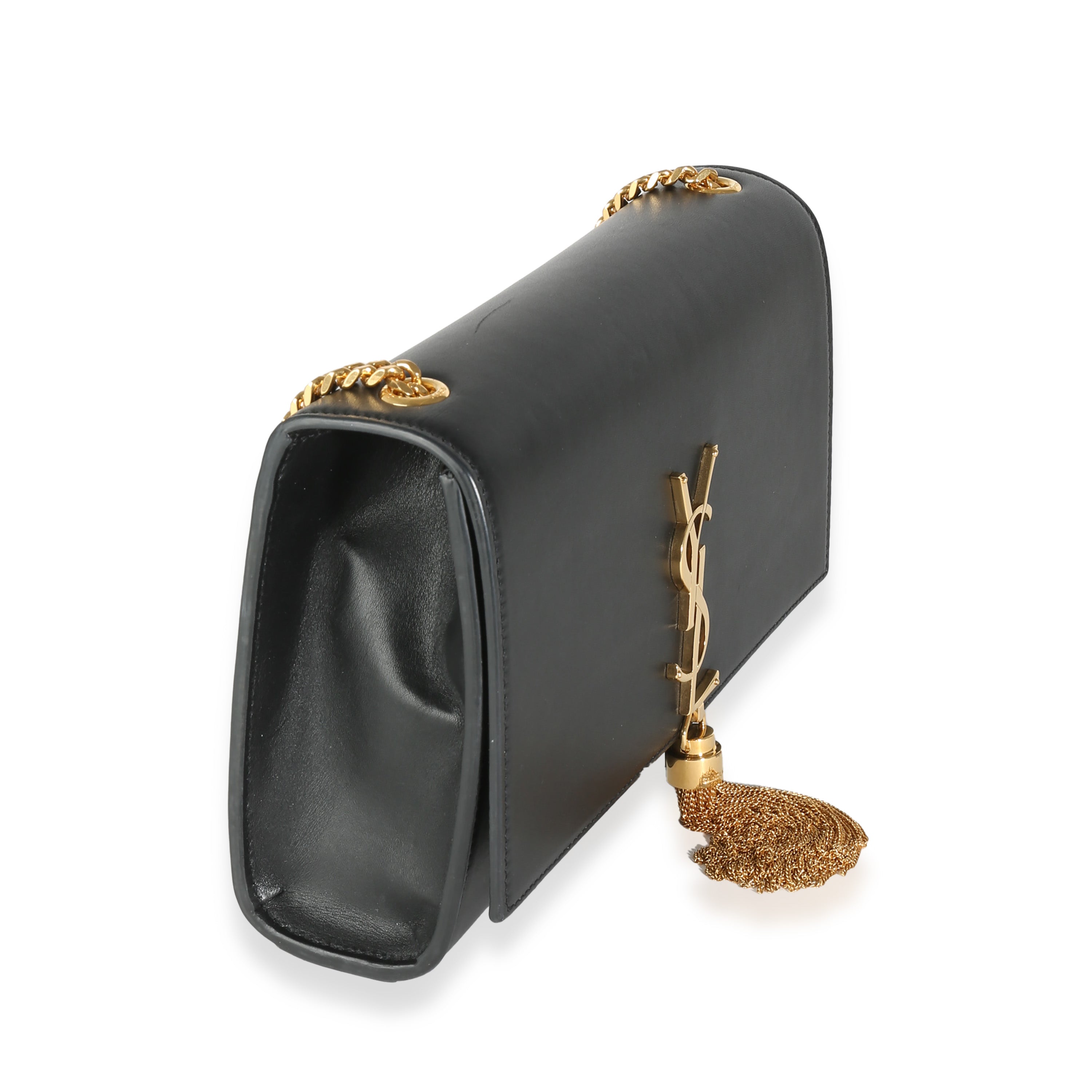 SAINT LAURENT - Black Smooth Calfskin Medium Kate Tassel Chain Crossbody Bag