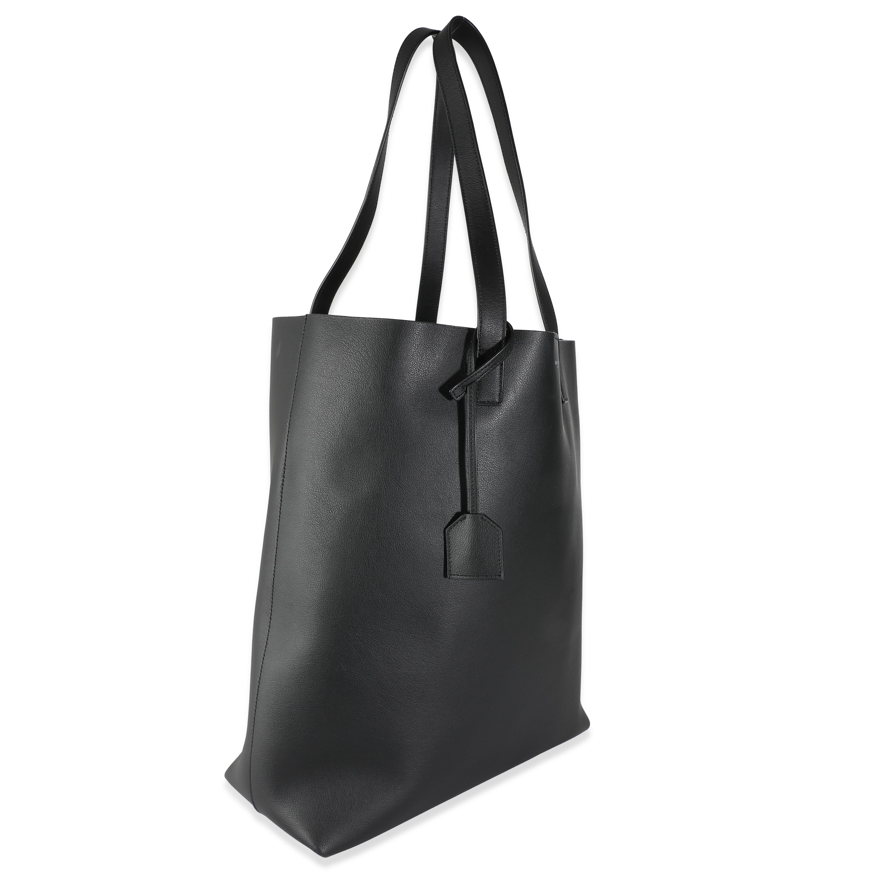 SAINT LAURENT - Black Calfskin Medium Shopping Tote