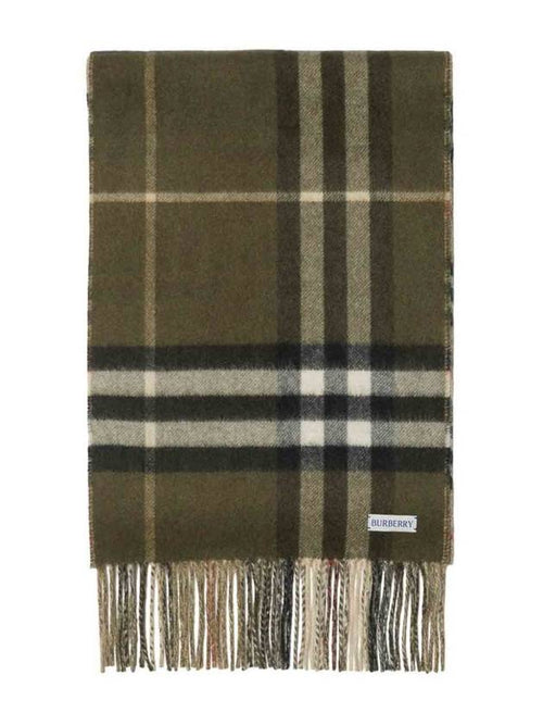 Burberry Check Reversible Cashmere Scarf Sand Green