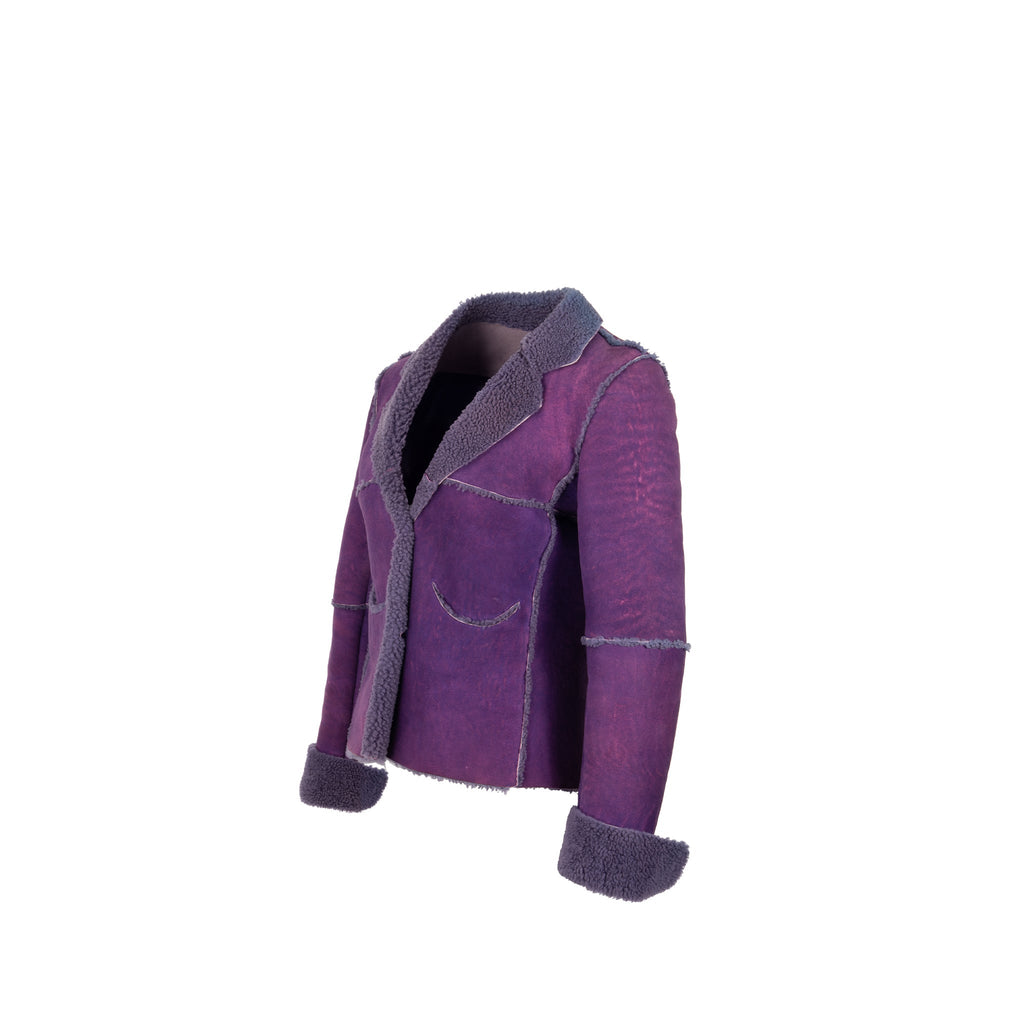 Chanel Size 36 Vintage Shearling Coat Lambswool Purple
