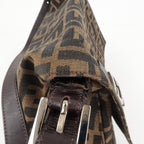 FENDI Zucca Mamma Baguette Canvas Leather Shoulder Bag 26325