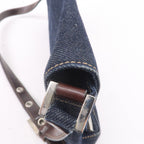 FENDI Denim Leather Shoulder Bag Hand Bag Navy Brown 26640