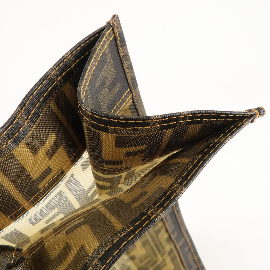 FENDI Zucca Mesh PVC Tote Bag Brown Black 8BH184