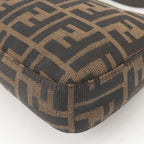 FENDI Mamma Baguette Zucca Canvas Leather Bag Beige 26424