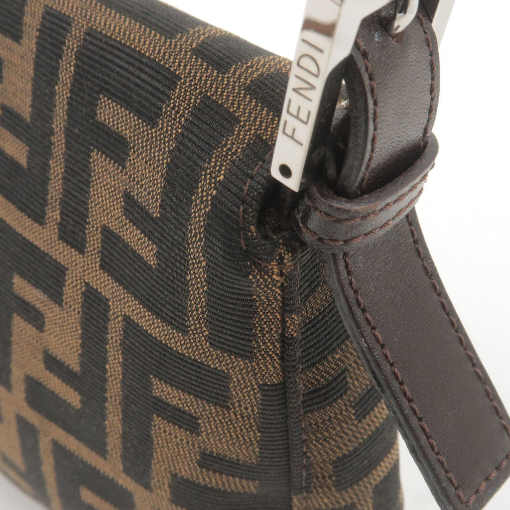 FENDI Zucca Mamma Baguette Canvas Leather Shoulder Bag 26424