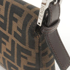 FENDI Zucca Mamma Baguette Canvas Leather Shoulder Bag 26424