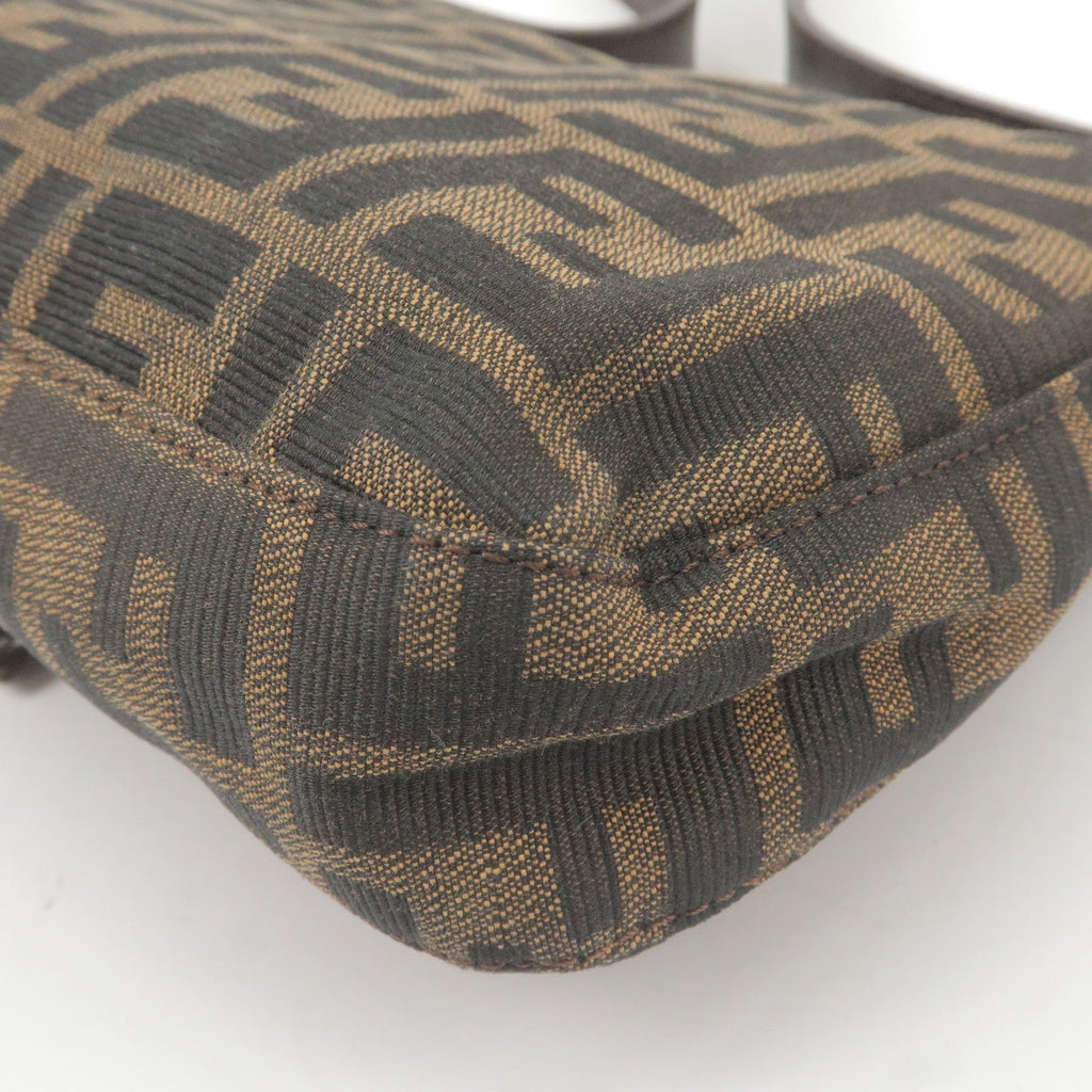 FENDI Zucca Mamma Baguette Canvas Leather Shoulder Bag 26424
