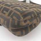 FENDI Zucca Mamma Baguette Canvas Leather Shoulder Bag 26424