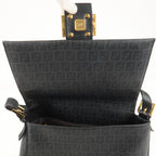 FENDI Zucchino Mamma Baguette Canvas Leather Shoulder Bag 8BR001