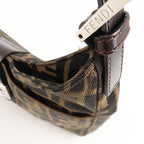 FENDI Zucca Canvas Leather Shoulder Bag Brown Black 26569