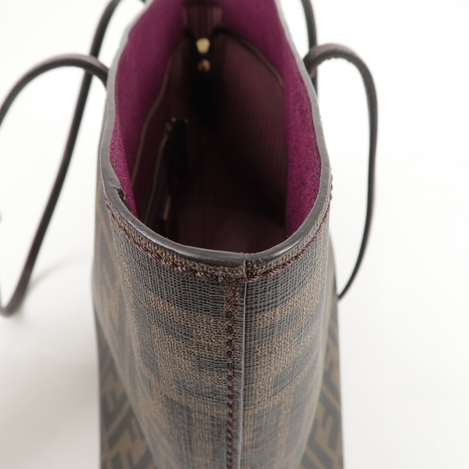 FENDI Zucca Logo Print PVC Leather Tote Bag Brown 8BH198