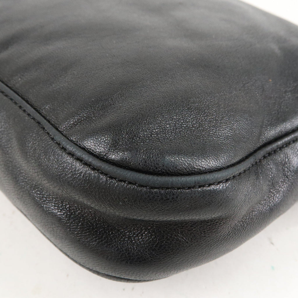 FENDI Mamma Baguette Leather Hand Bag Shoulder Bag Black Green