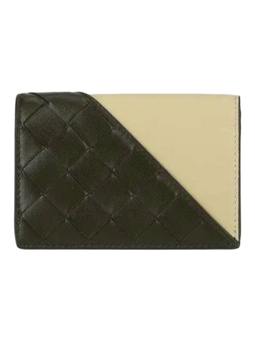Bottega Veneta Corner Bicolor Business Card Wallet Sand Brown