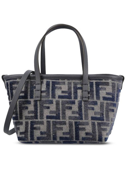 Fendi Roll FF Jacquard Mini Tote Bag Dark Blue