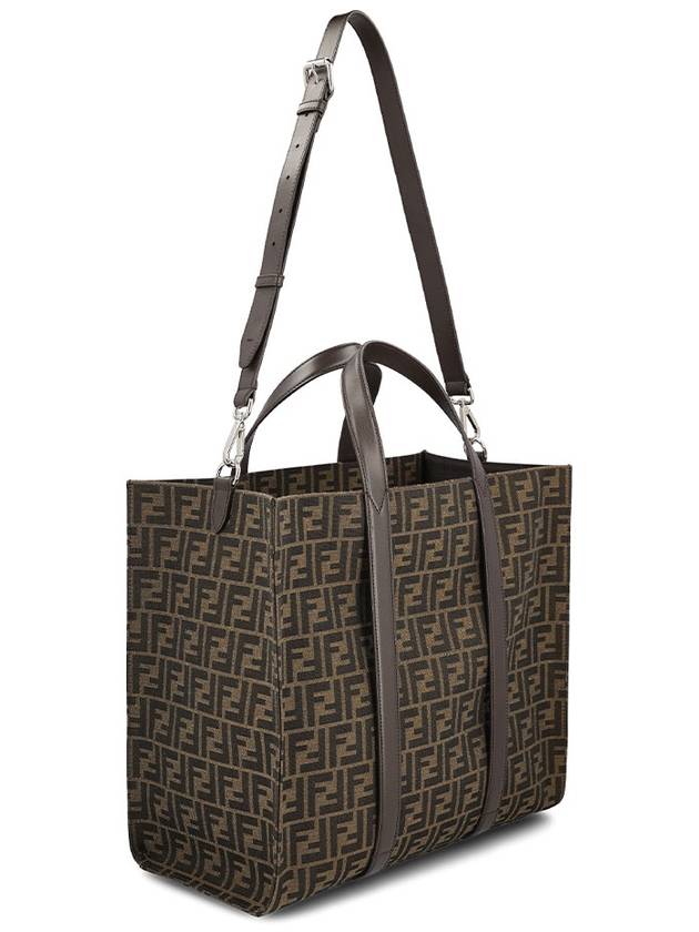Fendi FF Jacquard Fabric Shopper Tote Bag Brown
