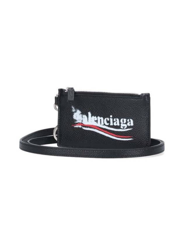 Balenciaga Wave Logo Strap Card Wallet Black