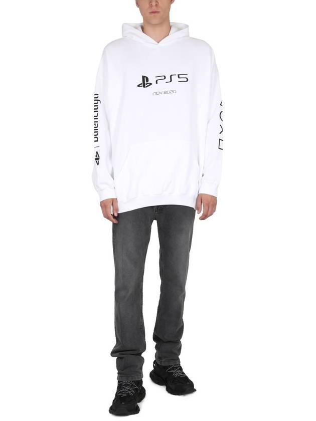 Balenciaga PS5 logo print overfit hoodie white