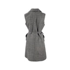 Dior Size 40 Sleeveless Dress/Vest with Belt Virgin Wool Grey