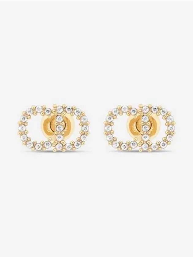 Claire D Lune Finish Metal White Crystal Earrings Gold Dior