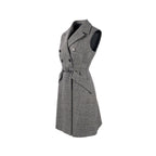 Dior Size 40 Sleeveless Dress/Vest with Belt Virgin Wool Grey