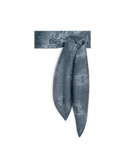 CELINE Square Twill Silk Muffler Bleu Grunge