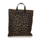 Fendi Tote Bag Brown Leopard Printed Nylon Canvas