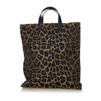 Fendi Tote Bag Brown Leopard Printed Nylon Canvas